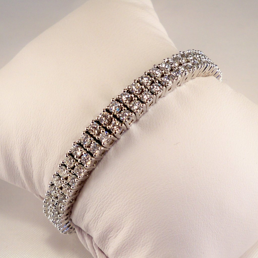 New Vintage Victoria Wieck Double Row Cubic Zirconias Cuff Bracelet